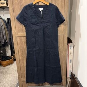 NWT White Label The White Company Linen Midi Dress Navy Blue Size 8